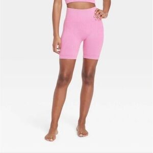 NWT - High-Rise Ribbed Seamless Bike Shorts 6" - JoyLab™ - Berry Pink